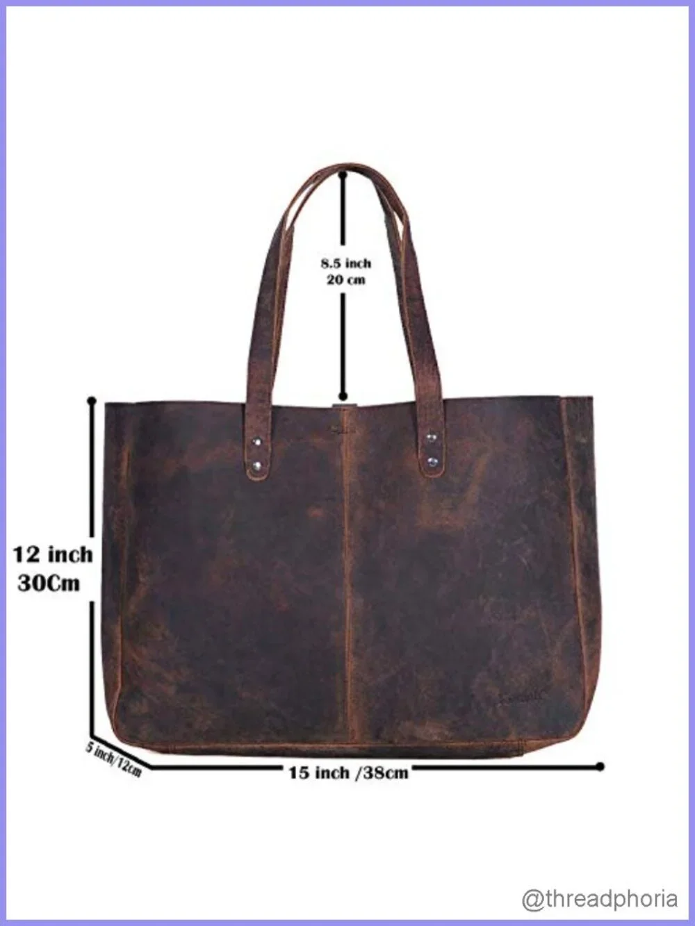 Top Grain Leather Satchel Tote Handbag Travel Shopping Purse